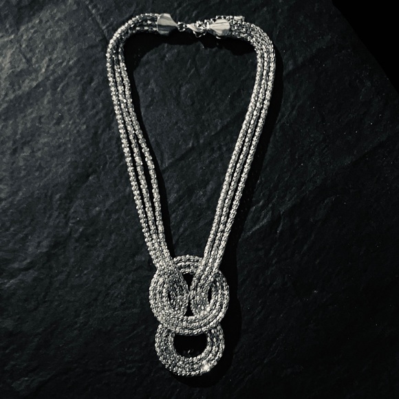 Silver tone, multi strand knot necklace. - Picture 4 of 6